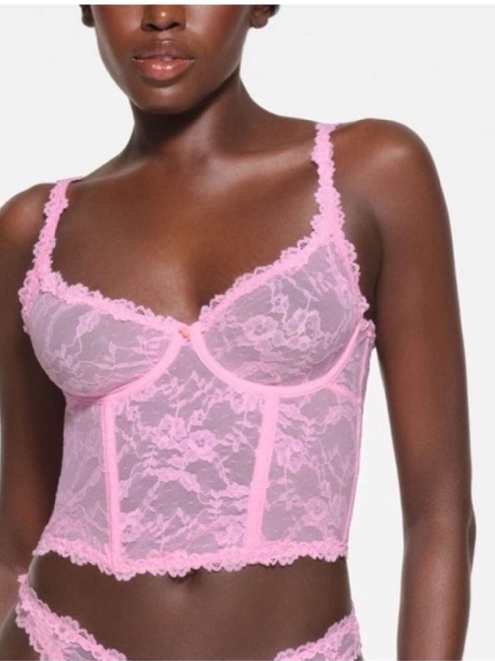 Skims Stretch Lace Corset in Cotton Candy Pink nwt size 3XL